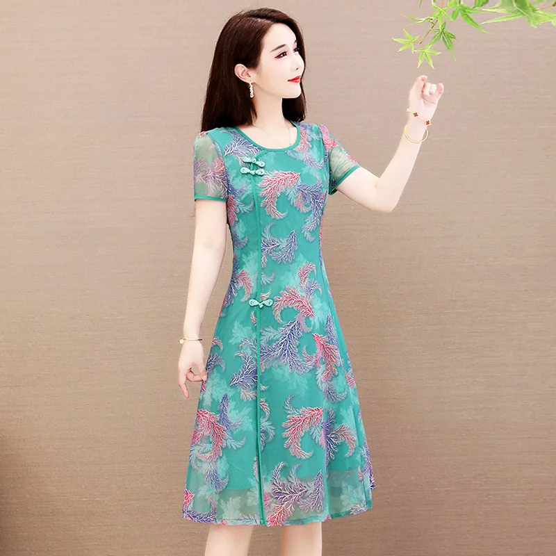 Женское шифоновое платье-трапеция до колен винтажное платье с цветочным принтом