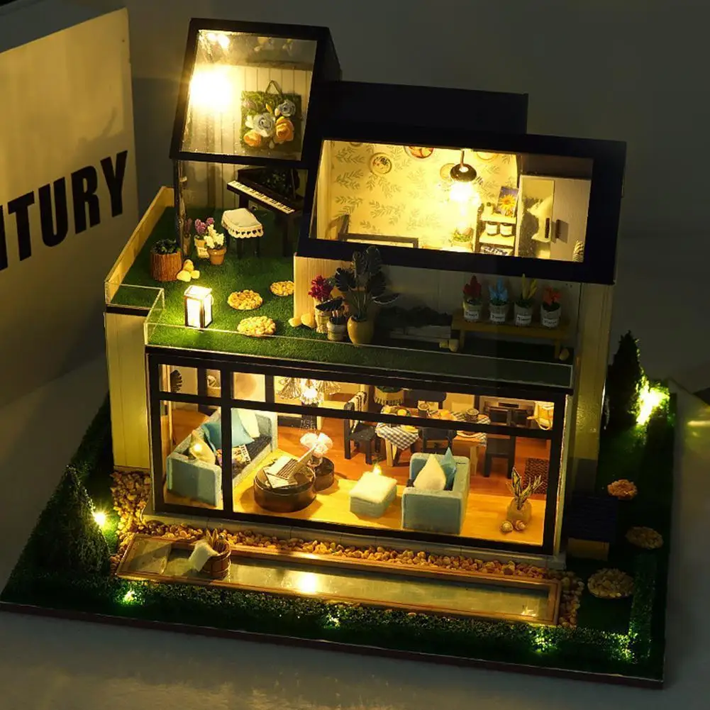 

Music Led Light Miniature House Provence House Diy Wooden Birthday Gifts Christmas Kit With Toy House Furniture E2w0