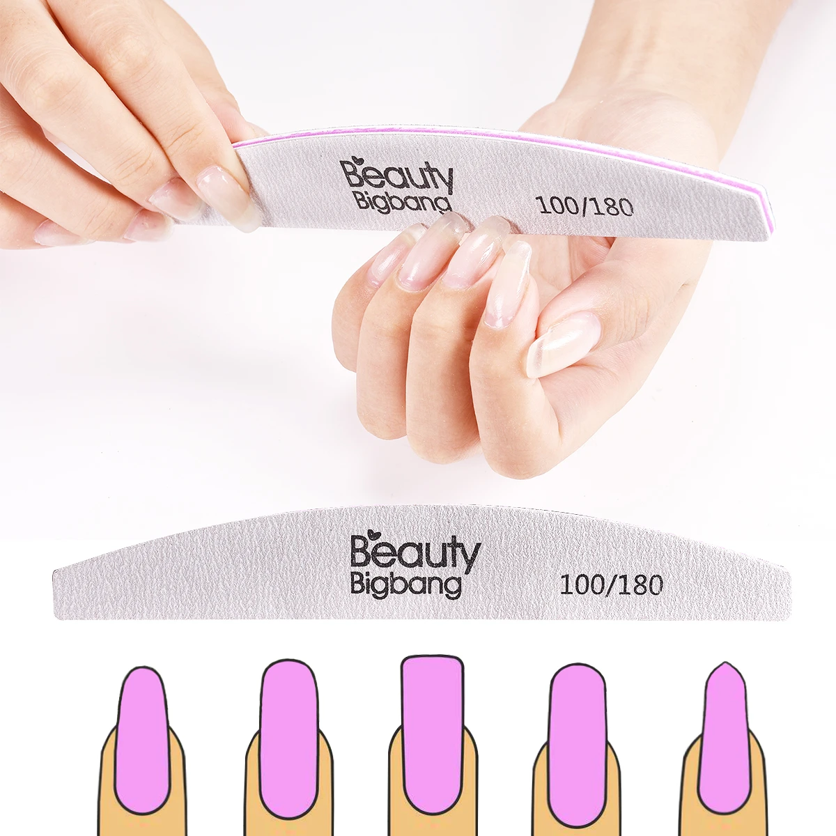 

BEAUTYBIGBANG 1Pc Nail File 100/180 Sanding Buffer Block Pedicure Manicure Buffing Tools Accessories Double Side Files