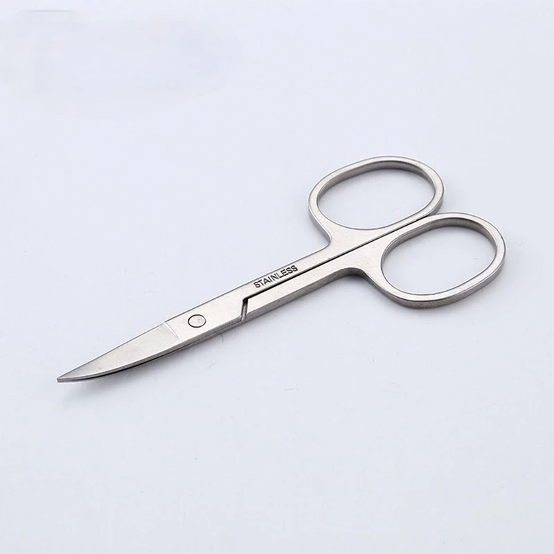 

Stainless Steel Thick Mirror Light Elbow Small Scissors Manual Eyebrow Trimming Beard Beauty Multi-purpose Nose Hair Scissors