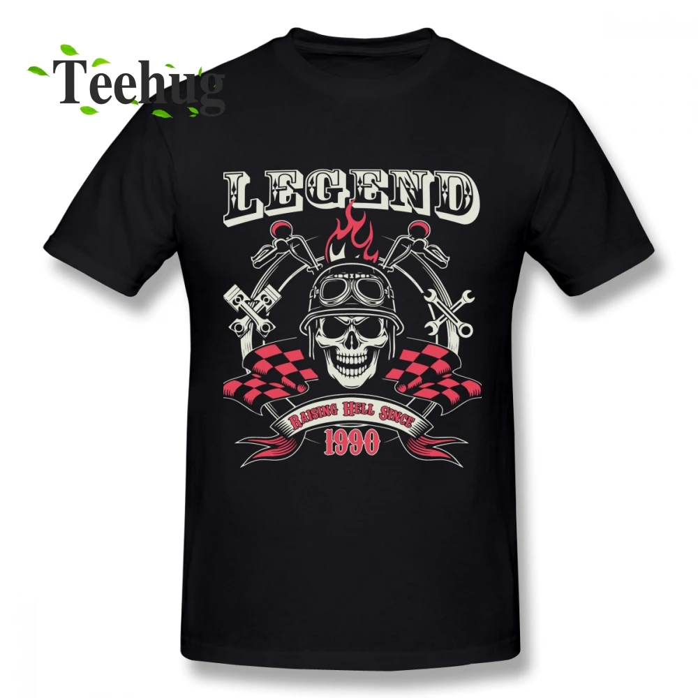 

Leisure 17th Birthday Design Legend Raising Hell Since 1990 T-shirt Male Geek Unique For Man 100% Cotton Short Sleeve