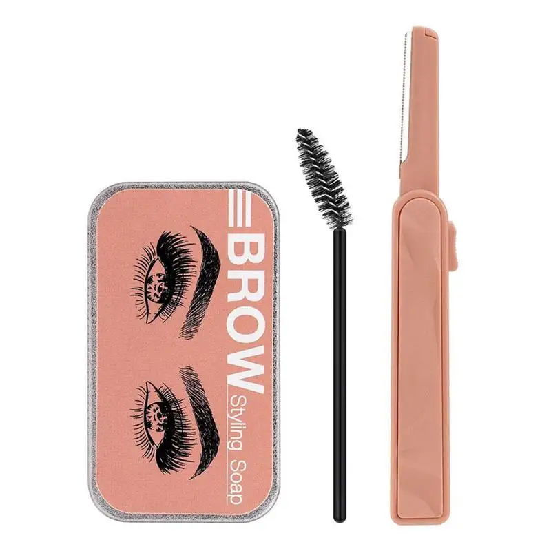 

Eyebrow Soap Kit Brows Styling Trimmer Long Lasting Eyebrow Pomade Natural Brows Shaping Defining Makeup Hair Remover Brush Set