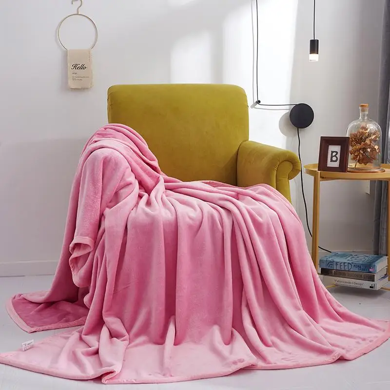 

Solid color blankets fashion quilts twin full queen king blankets soft Throw Flannel blankets on Bed/car/sofa pink girls rugs