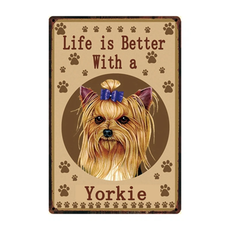 

Life Is Better With An Boxer Yorkie Poodle Metal Sign Tin Poster Home Decor Bar Wall Art Painting 20*30 CM Size Pictures