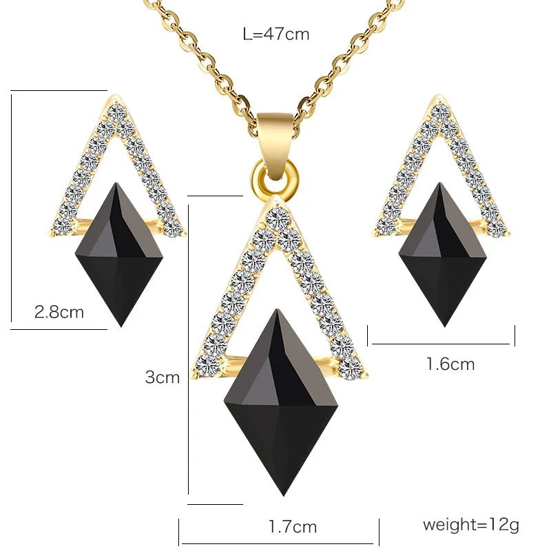 TSHOU147 комплект винтажных ювелирных изделий с кристаллами инкрустация кулон