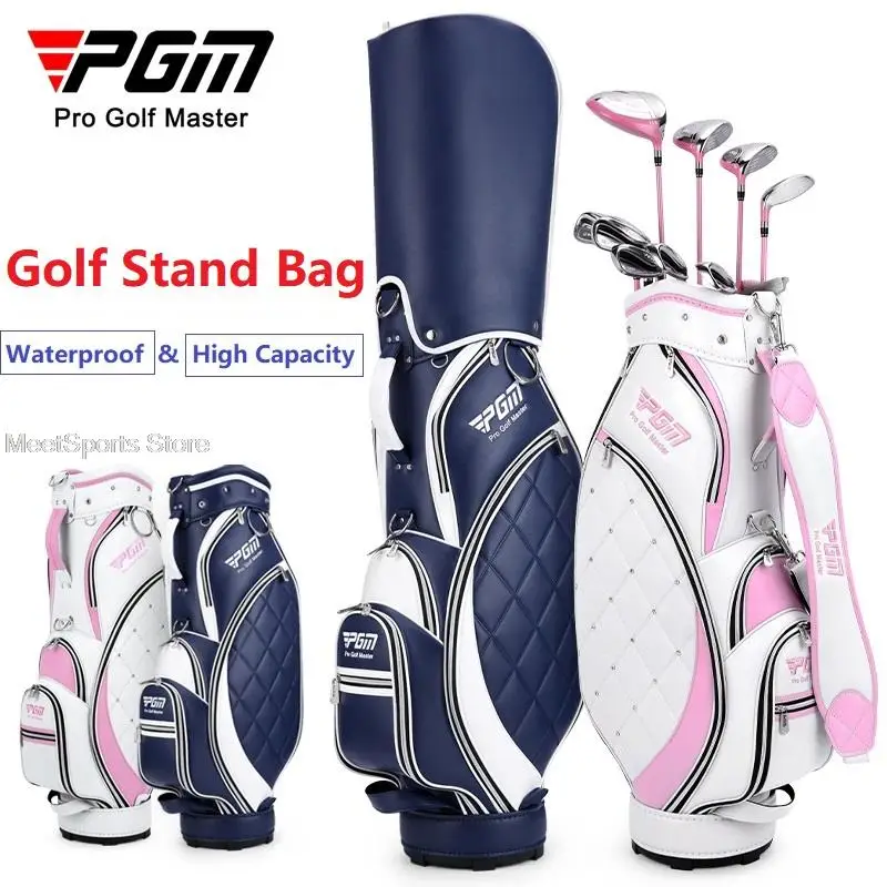 Pgm Golf Bag Standard Retractable Women Golf Aviation Bag Portable Leather Large Capacity Golf Clubs Handbag Fashion Rivets