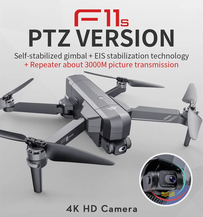 

New F11S PRO RC UAV Relay Version Aerial Photography 4K Ultra-clear HD 3km Image Transmission Distance PTZ EIS UAV