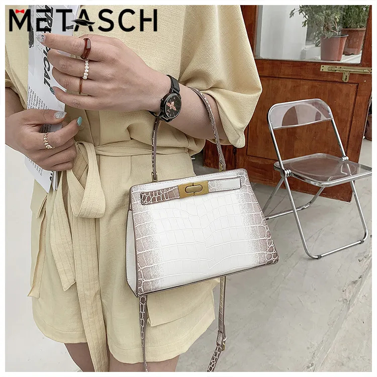 

METASCH 2021 S/S Ins Kelly Bag Himalayan Crocodile Pattern Stone Grain Crossbody Bags Fashion Shoulder Messenger Bag Women
