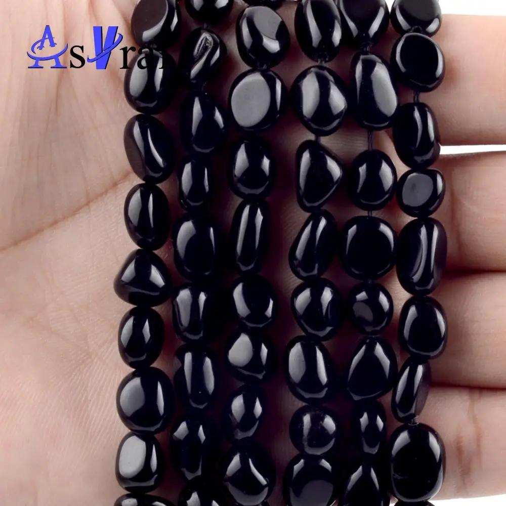 _ Гладкие бусины из черного камня для изготовления ювелирных изделий 8-10 мм