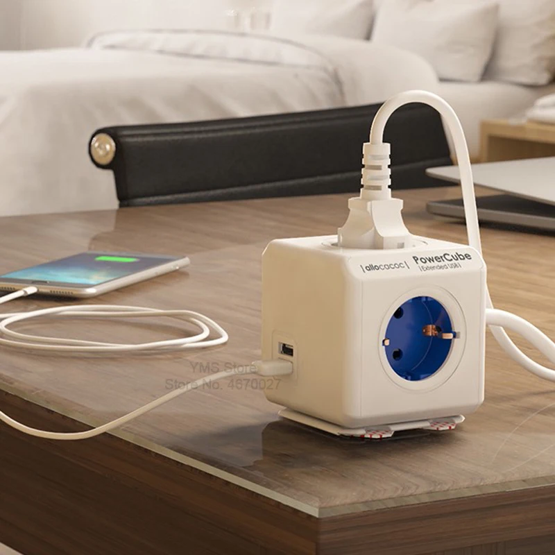 Allocacoc PowerCube мульти розетка Вилка ЕС электрический удлинитель USB 5 торговых точек умный дорожный адаптер расширение 16А 250
