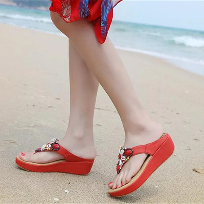 Flip Flops Wedges Sandals for Women Beach Shoes Casuales Fashion Slippers Women Summer Big Size 42 Slides Womens Shoes Slipper