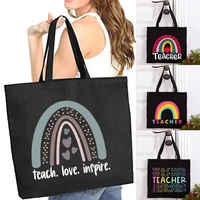 rainbow teacher shopping bag graphic tote harajuku women canvas shoulder bags female eco reusable shopper handbags best gifts