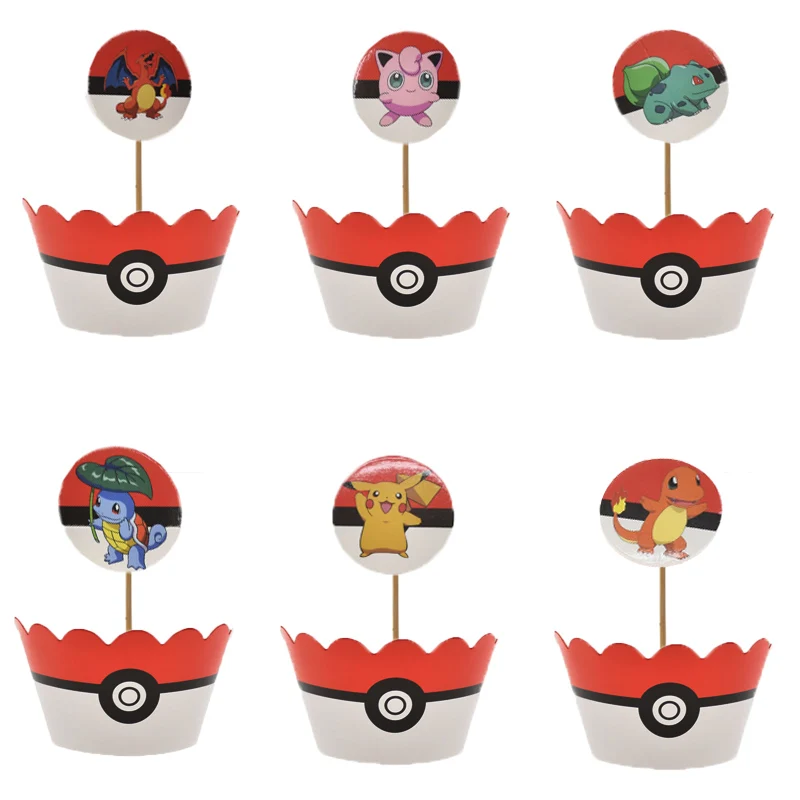 Elf ball cake24pc Pokemon Go Пикачу принадлежности для тематической вечеринки посуда тарелка воздушные шары салфетка чашка для детского душа вечерние украшения для дня рождения - Цвет: Elf ball cake24pc