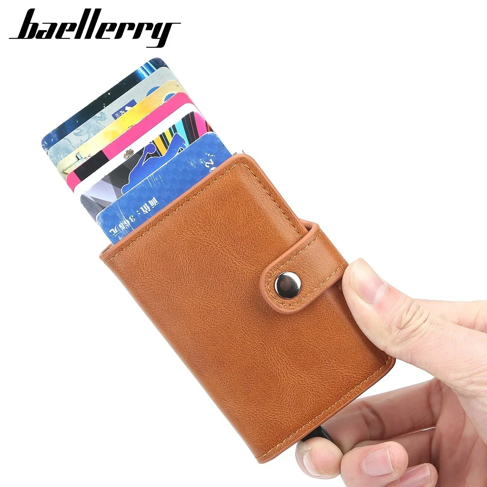 Кредитница с защитой от рчид для мужчин кожаный алюминиевый чехол удостоверения