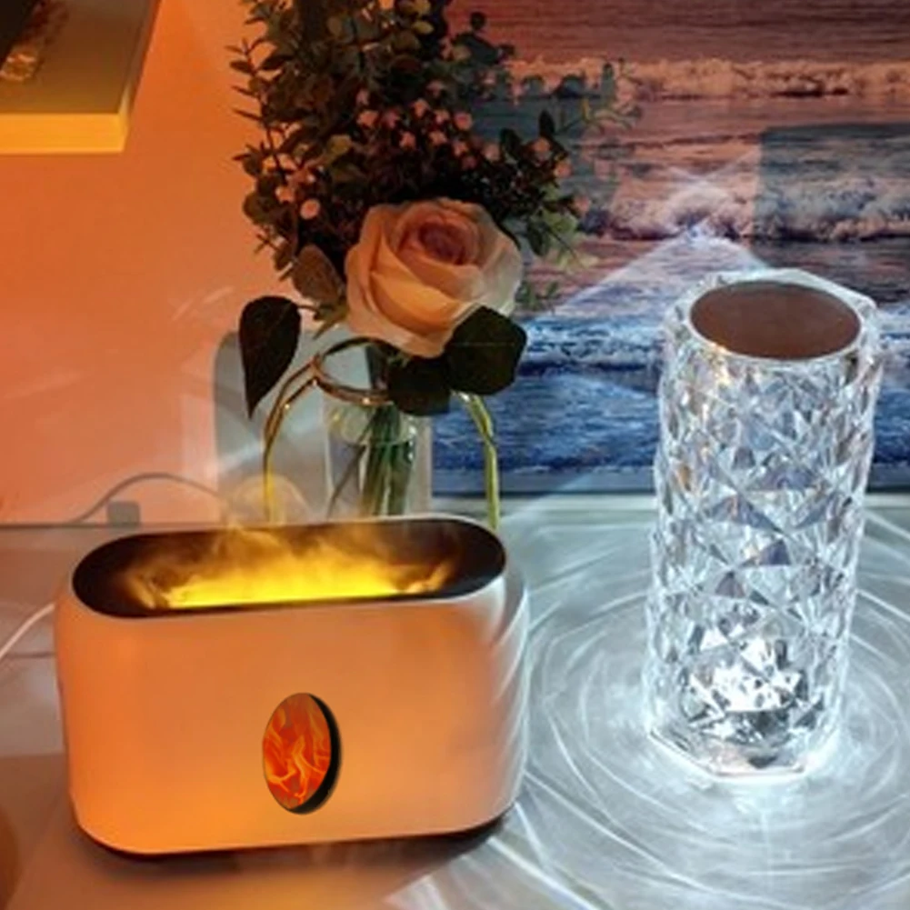

Humidifier with Flame Night Light USB Rechargeable Aromatherapy Diffuser with Time Settings Home Xmas Decoration Christmas Gifts