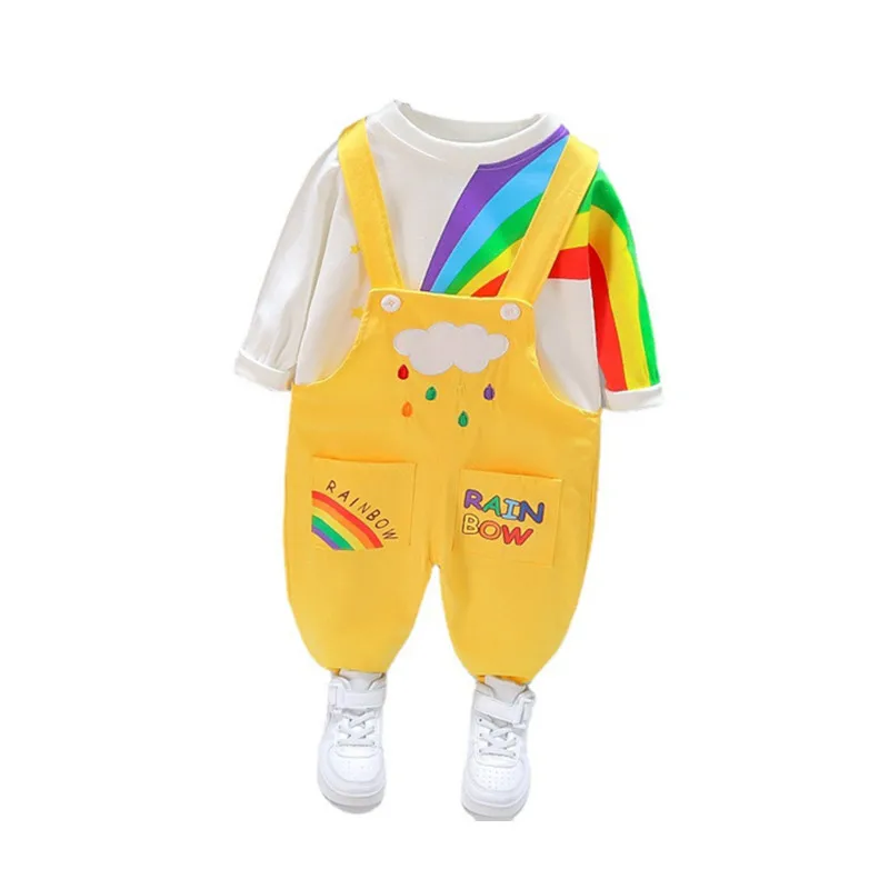 

Autumn Kids Cotton Sportswear Spring Baby Girls Clothes Children Boys Cartoon T-Shirt Overalls 2Pcs/Sets Toddler Casual Clothing
