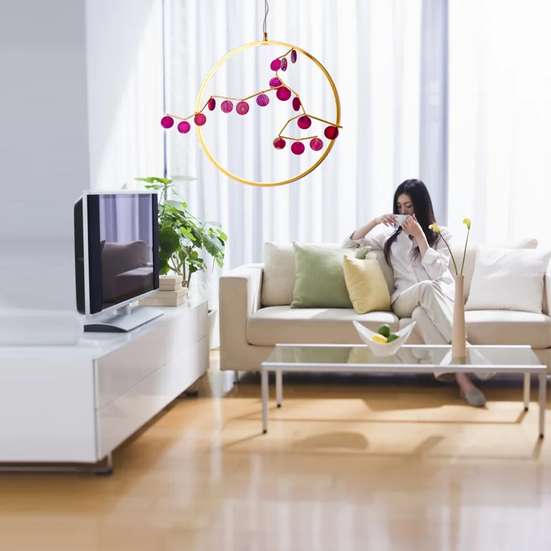 Подвесная люстра в скандинавском стиле роскошная оригинальная кольцевая из