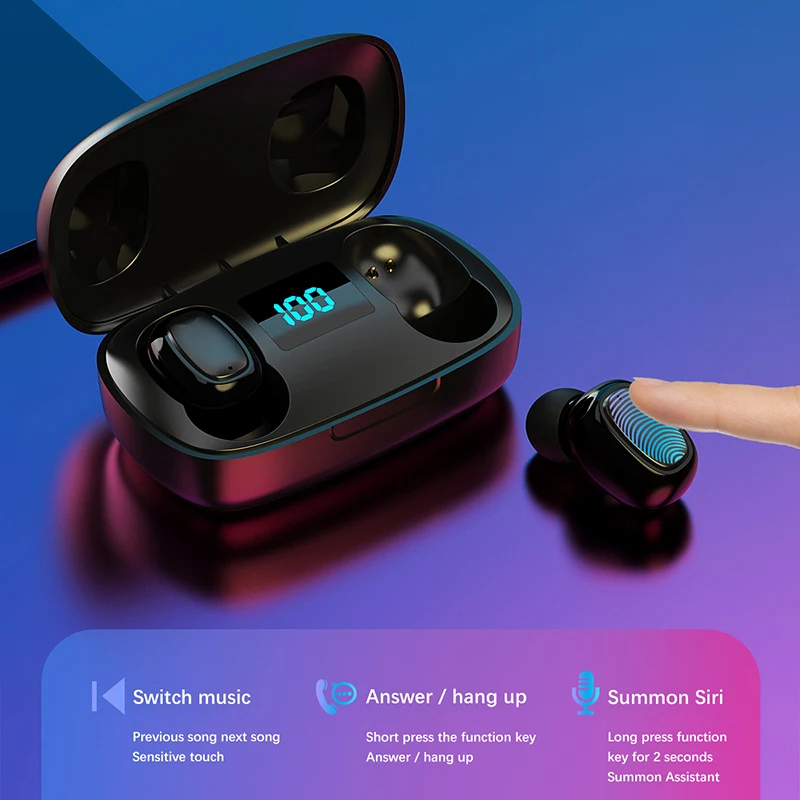 Наушники вкладыши TWS Bluetooth наушники С микрофоном светодиодный Дисплей