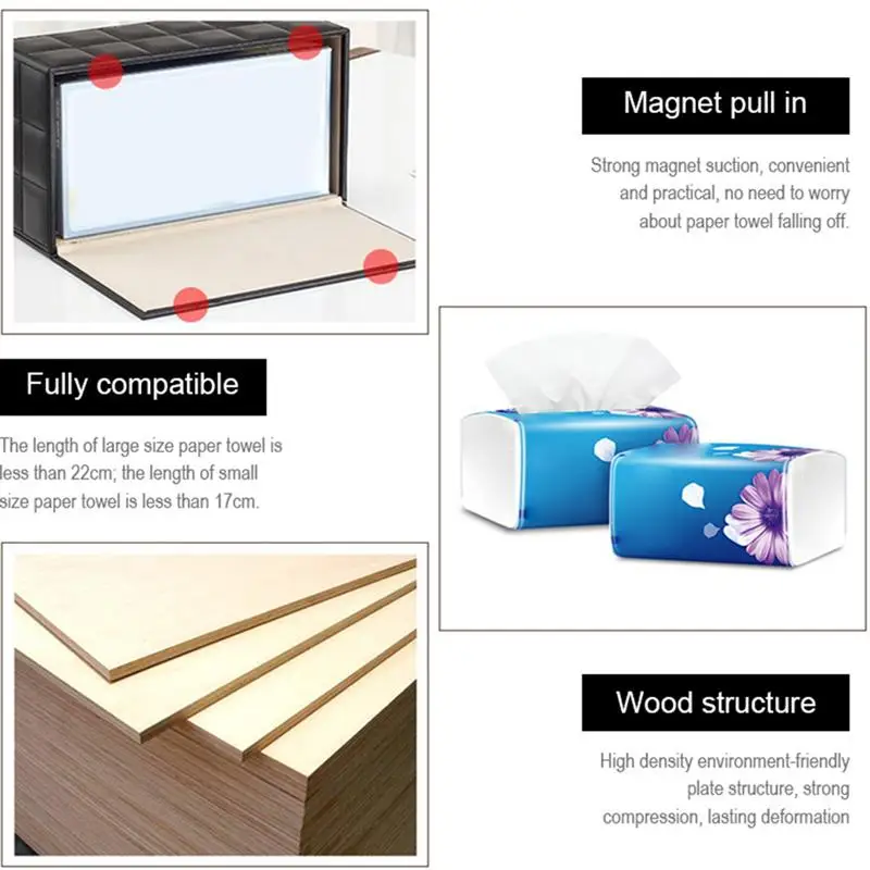 

Tissue Box PU Leather Tissue Holder Toilet Paper Box Napkin Case Cover Canister Dispenser holder for Home Decoration