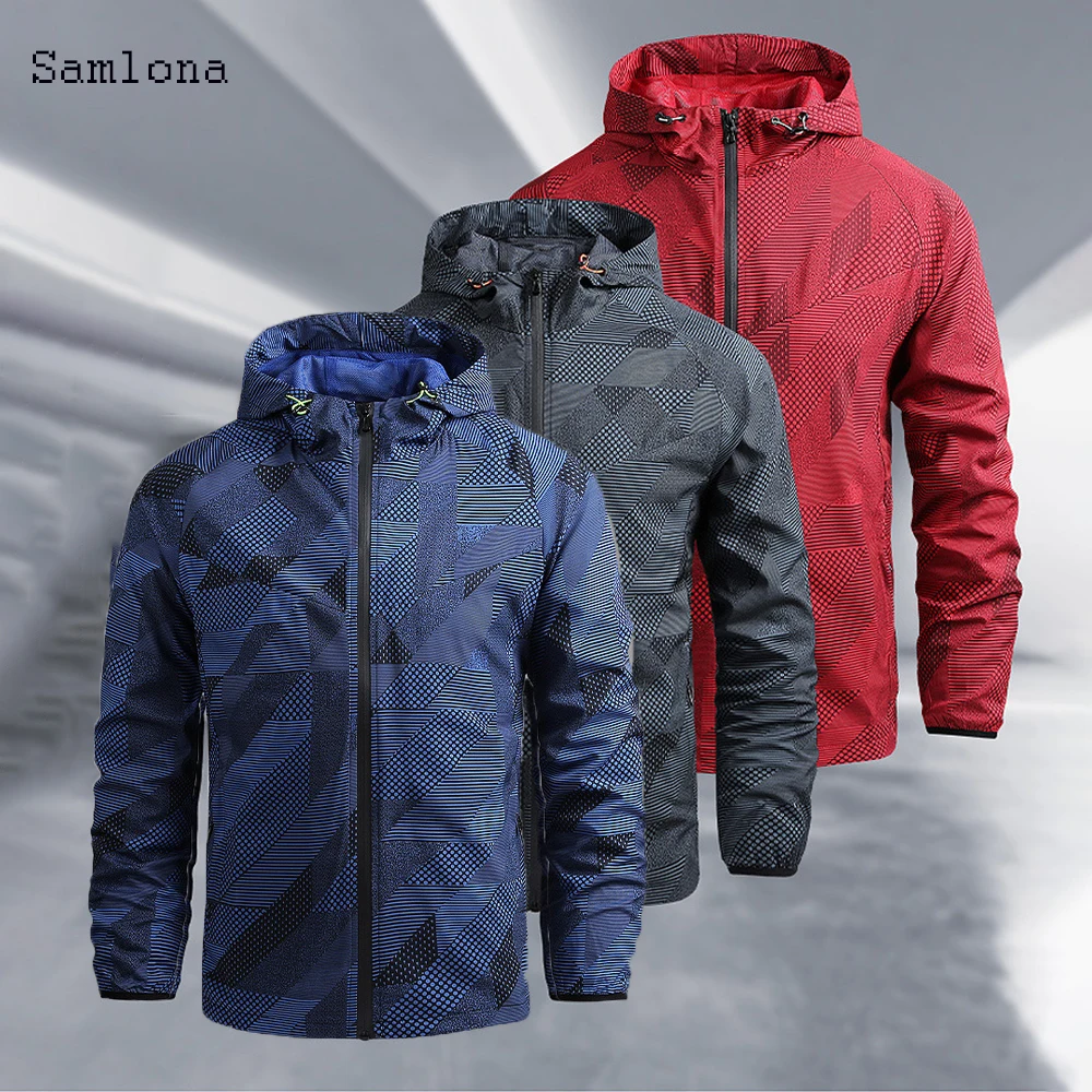 

Мужская легкая куртка на молнии, с капюшоном, с длинным рукавом