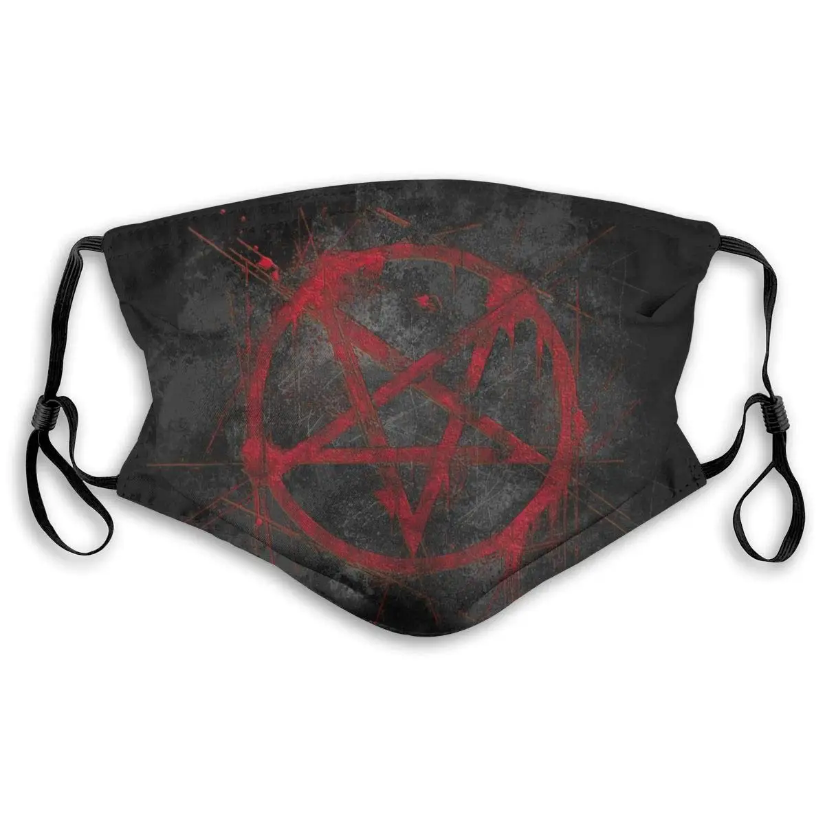 Черная красная маска с рисунком пентаграммы моющаяся многоразовая