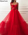 Вечерние платья с бисером, красные вечерние платья на тонких бретельках с кристаллами, Длинные вечерние платья 2020