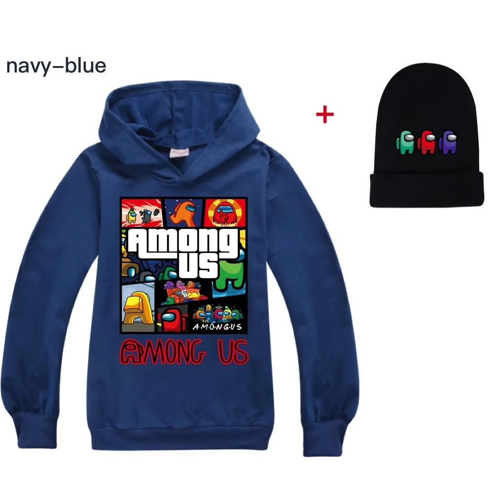 

Among us Girls Kids Spring Autumn Hoodie Shirt + hat Children Baby Cartoon Print Hoody Tops Sweatshirt Casual Wear Clothes