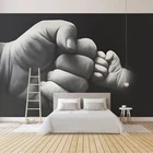 Пользовательские фрески Papel De Parede 3D творческая ручная роспись черный и белый кулак плакат фото фон Декор стены живопись обои