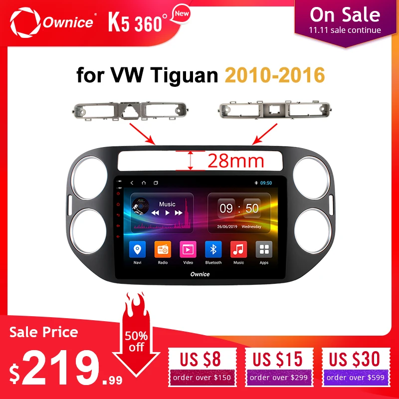 Ownice Автомобильный плеер gps Navi k3 k5 k6 для VW tiguan 2010 2011 2012 2013 Android 9,0 8Core 4G DSP 360 панорама SPDIF