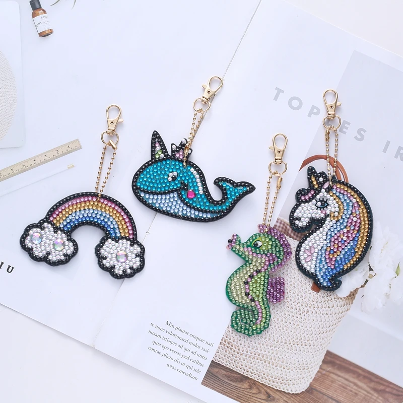 

DIY Cartoon Diamond Painting Keychain Pendant Full Drill Special Shaped Big Gem Diamond Painting Kit for Kids Ages 4-12 to Creat