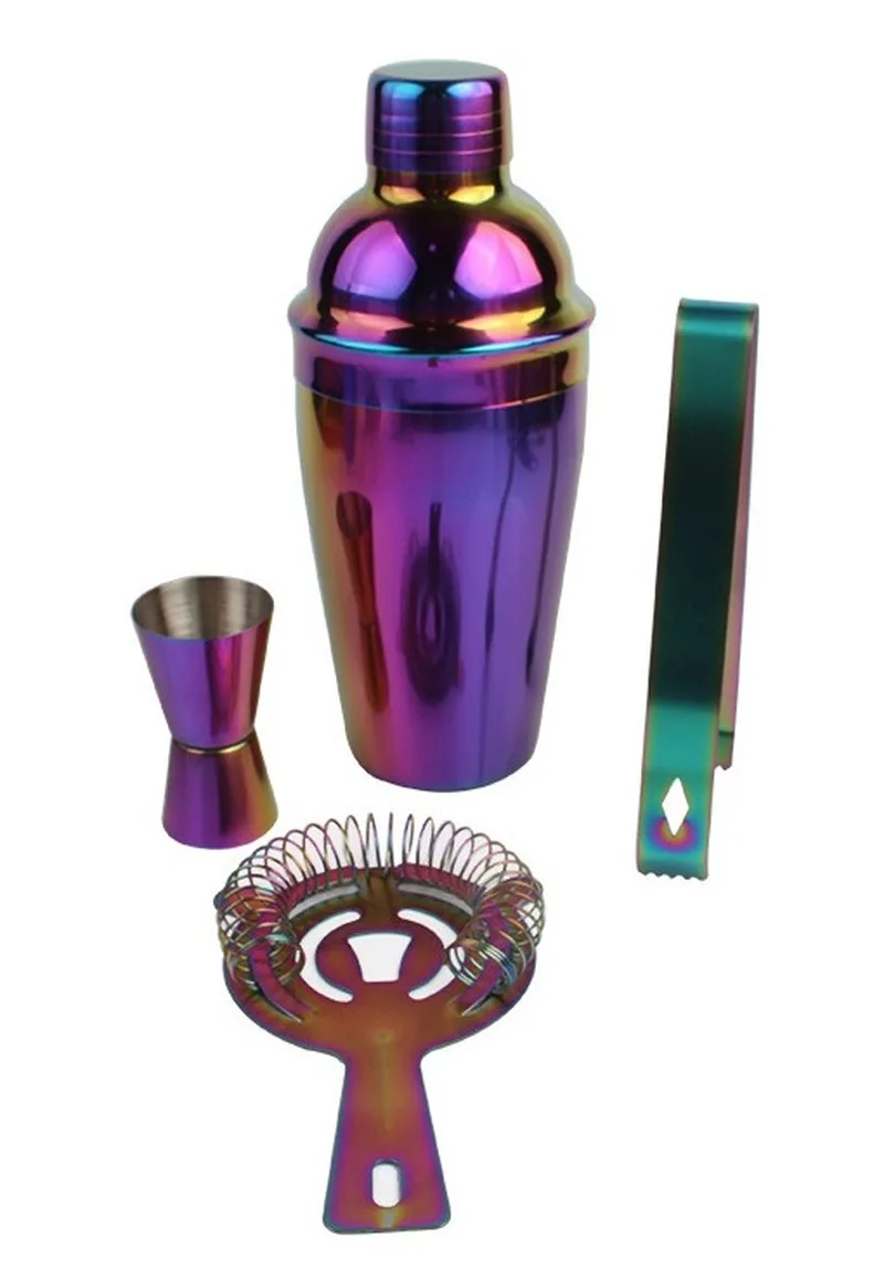 550ml stainless steel rainbow-colored cocktail electroplating shaker set of 4 bar equipment | Дом и сад