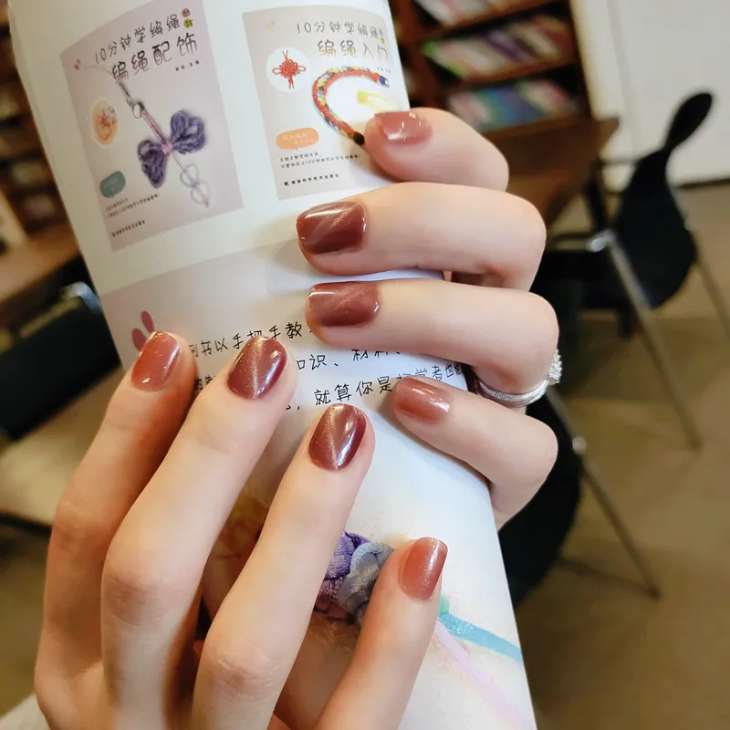 

24pcs Removable Jelly Short Nail Piece Adhesive Glinting Manicure Patch False Nails Save Time Nail Patch BUTT666