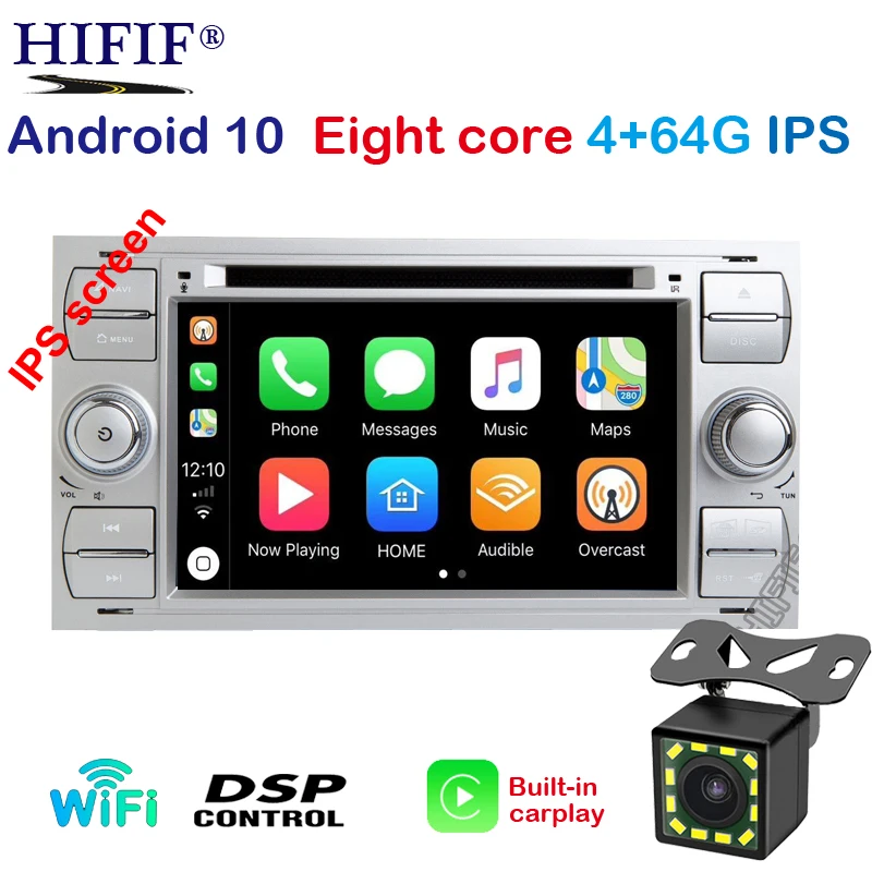 IPS Автомобильный мультимедийный плеер GPS Android10 2 Din для Ford/Mondeo/Focus/Transit/C MAX Авто Радио