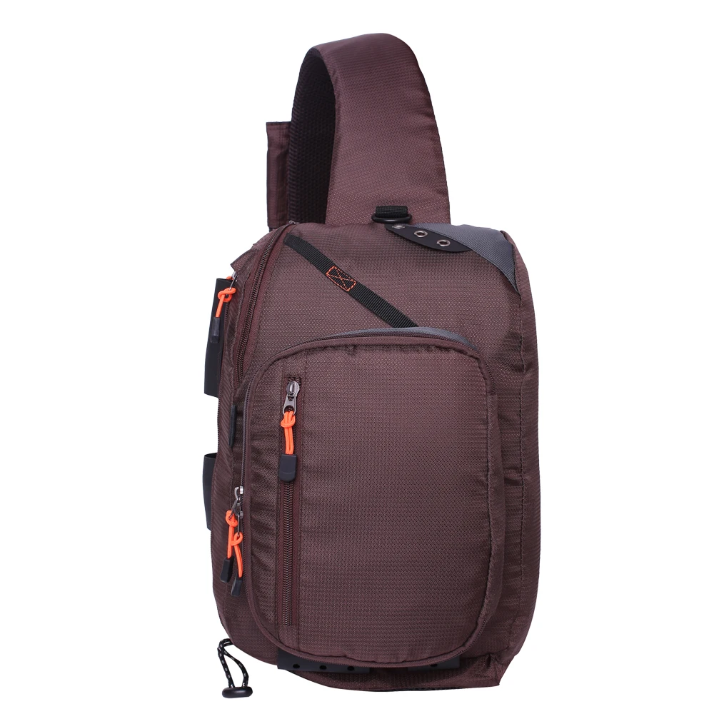 Kylebooker Brown Fly Fishing Sling BackPack Fishing Tackle Storage Chest Pack  Shoulder Bag for Fresh or Saltwater Fishing