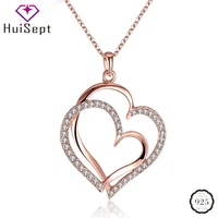 huisept trendy necklace 925 silver jewelry with zircon gemstone heart shape pendant accessories for women wedding party gift