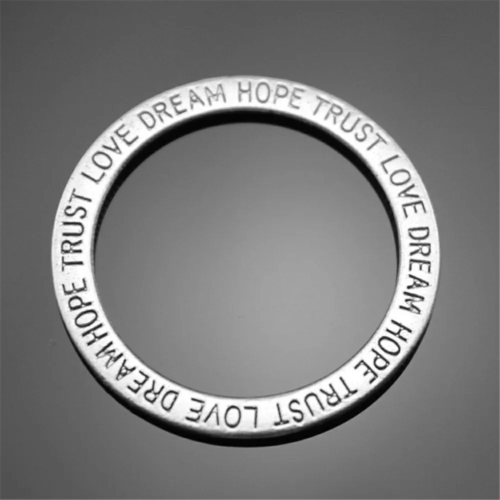 10 шт. 3 цвета подвеска 35 мм с надписью Faith Hope Love|circle charm|antique silvercharm charm |