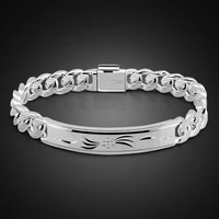 fashion 925 sterling silver bracelet for men male cool rock punk style bracelet 100 solid silver 10 mm 20 cm bracelet jewelry