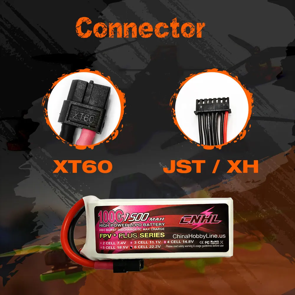 2 шт. CNHL 1500mAh 6S 22 V 100C литий полимерный аккумулятор для FPV с разъемом XT60|lipo battery|lipo