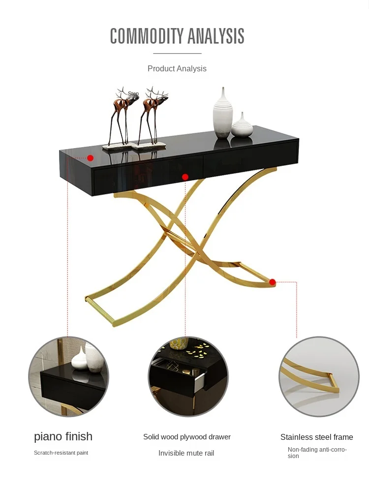 Роскошный светильник из нержавеющей стали стол для прихожей черная краска