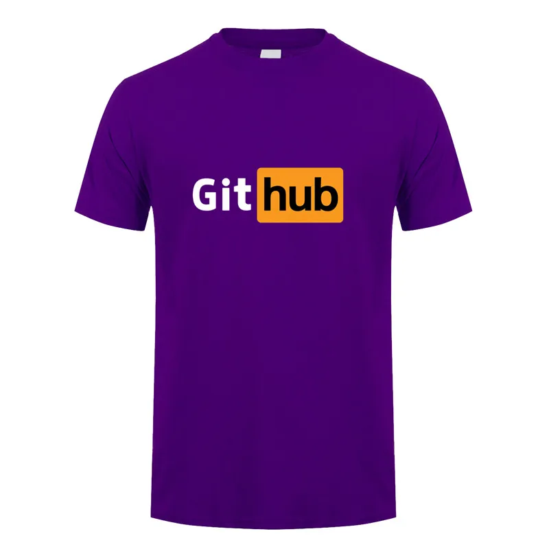 Забавный дизайн футболка Github хлопковая Футболка с круглым вырезом и короткими рукавами Мужская футболка LH-151 - Цвет: Purple