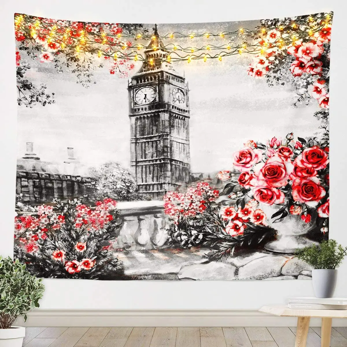 Лондонский гобелен серый городской пейзаж Биг Бен настенный подвесной для