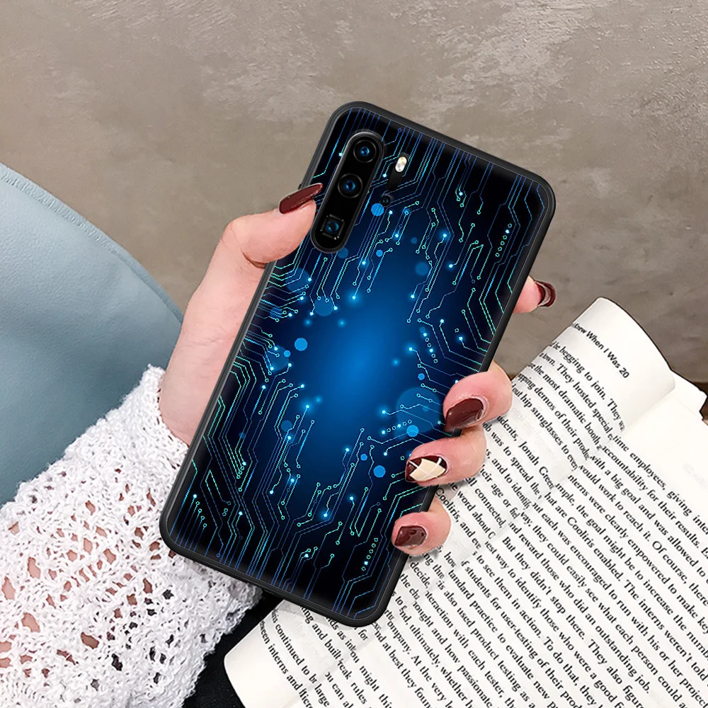 

Inside Electronics Phone Case For Huawei P Mate Smart 10 20 30 40 Lite Z 2019 Pro black Funda 3D Cell Silicone Bumper Pretty