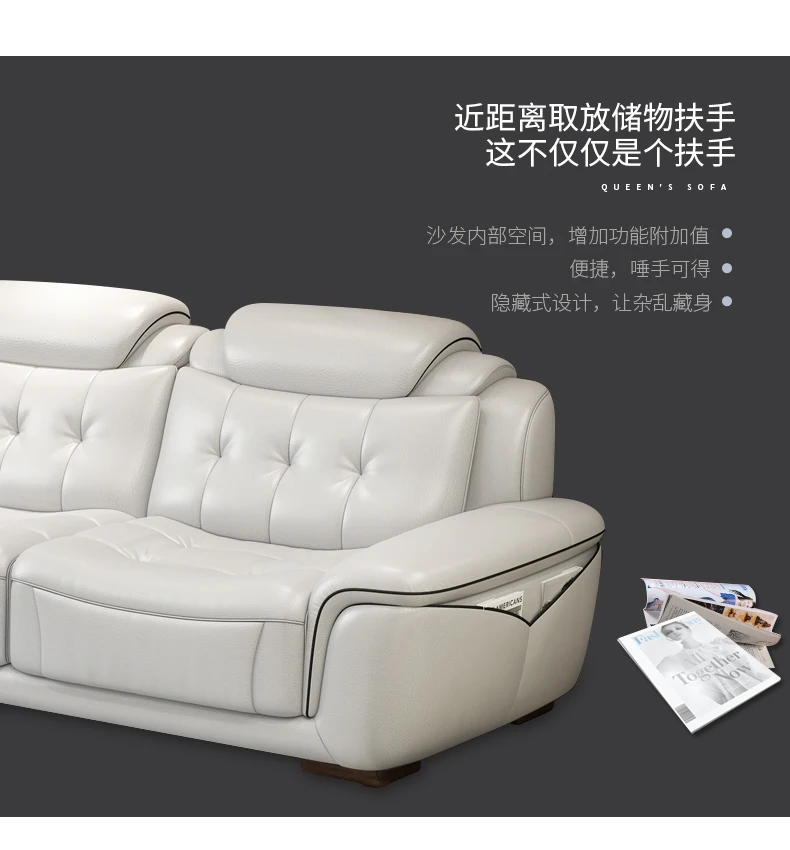 Комплект диванов из натуральной кожи L-образной формы для гостиной комнаты |