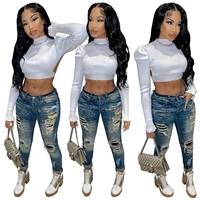 casaul women jeans ripped denim skinny hollow out high waist streetwear winter clothes for women outfit