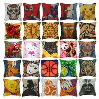 lion panda carpet embroidery pillow knoop pakket needlework set latch hook cushion button package decor