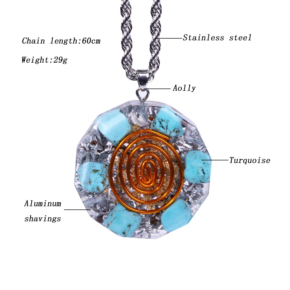 Ожерелье с подвеской Orgonite бирюзовый кулон Energy Crystal Reiki ювелирные изделия для