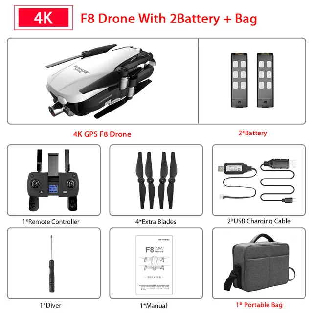 4K With Case 2B F8 gps Дрон Профессиональный 4K камера с двухосевой анти-встряхивание самостабилизирующийся Gimbal RC бесщеточный вертолет Квадрокоптер VS ZENK1 - Цвет: 4K With Case 2B