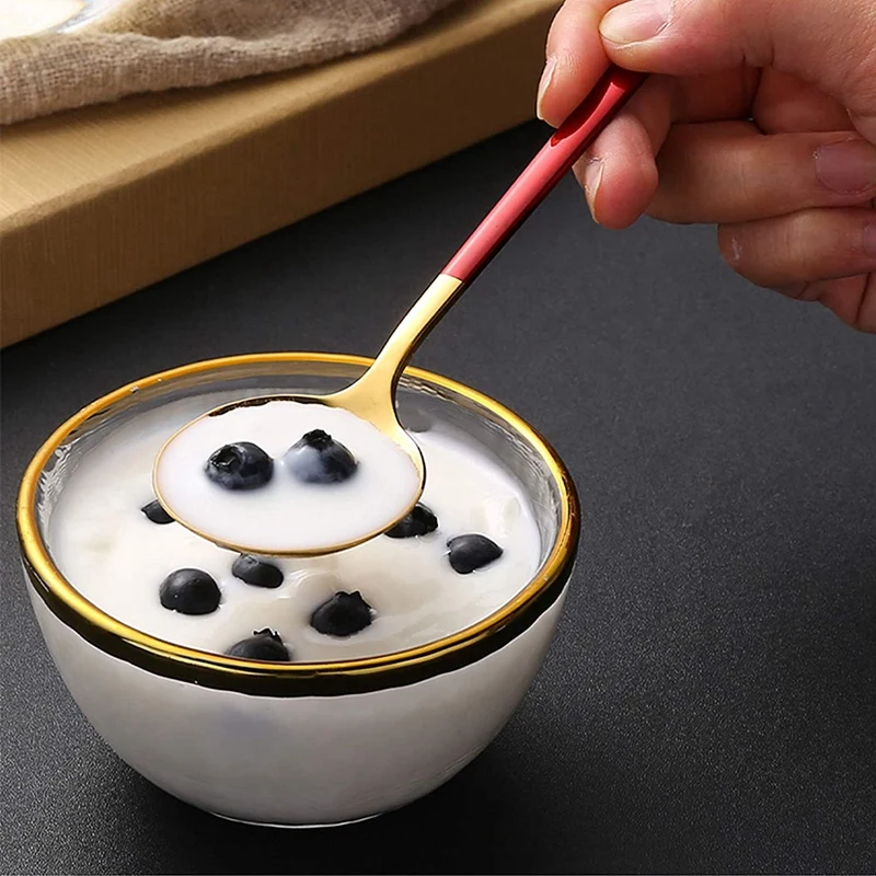 

5 Pack Soup Spoons,Stainless Steel Ice Cream Soup Spoons Coffee Spoons Teaspoons,for Dinner Long Handle Table Spoon