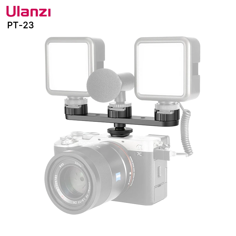 

VIJIM Ulanzi PT-23 Extended Bracket Triple Cold Shoe Mount Holder DSLR SLR Camera Monitor Mount Smartphone Vlog Video Bracket