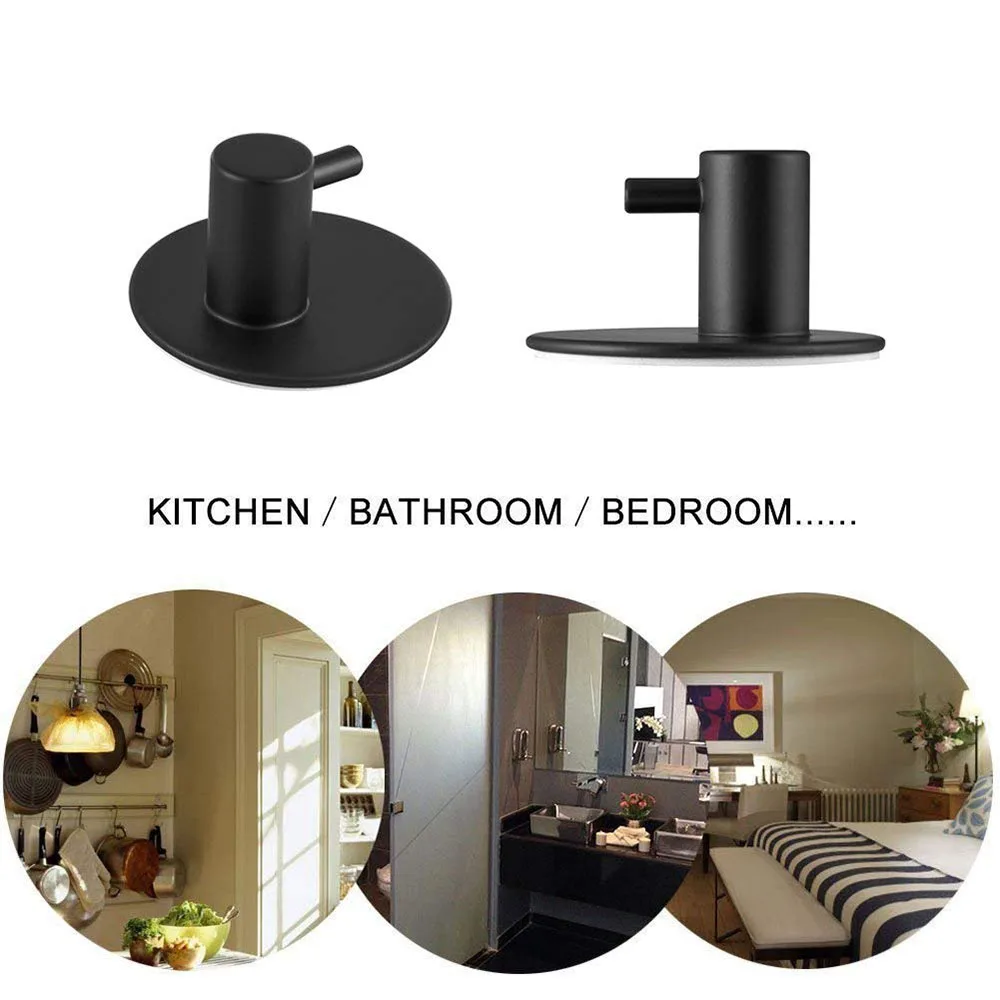 

4 pcs Adhesive hook, self adhesive hook , super heavy duty black wall hooks towels, no drill, waterproof